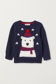 Fine-knit Sweater - Dark bluepolar bear - Kids HampM US at H&M